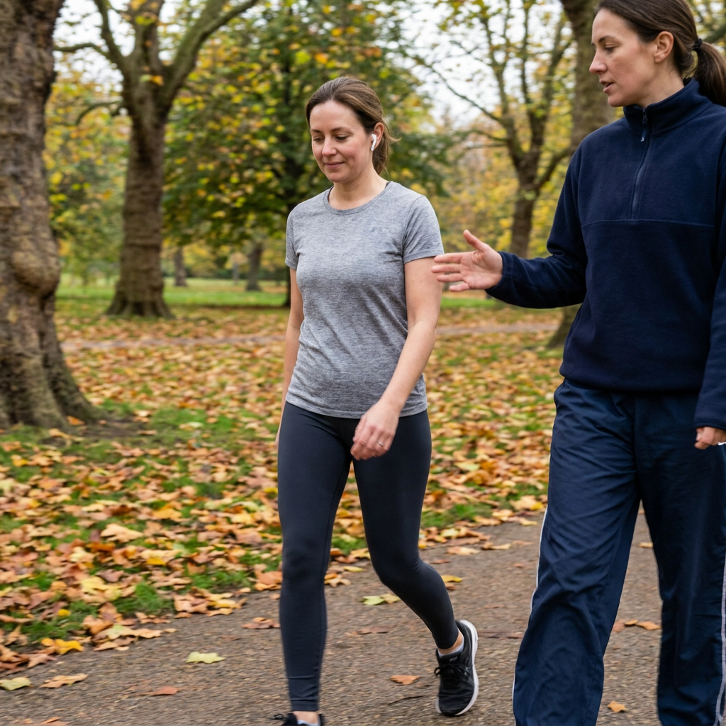 Person with AirPods running in a park